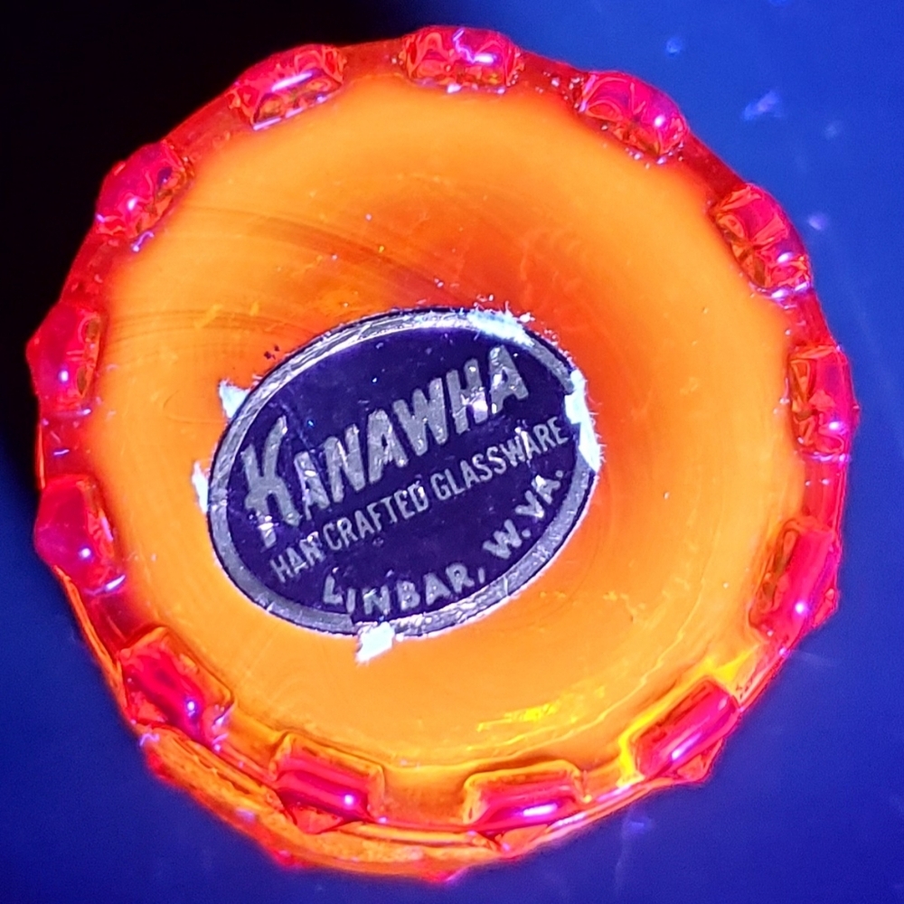 Glowing Kanawha Cadmium Amberina Glass American Eagle & Stars Toothpick Holder - Picture 7 of 16